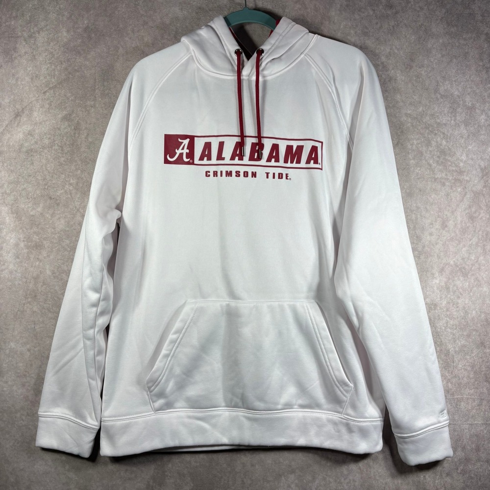 Alabama Crimson‎ Tide Hoodie Men L White Pullover Performance Fleece Colosseum